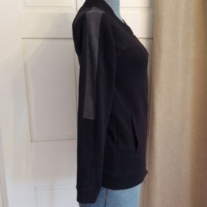 Black Cotton Full Zip Athletic Top